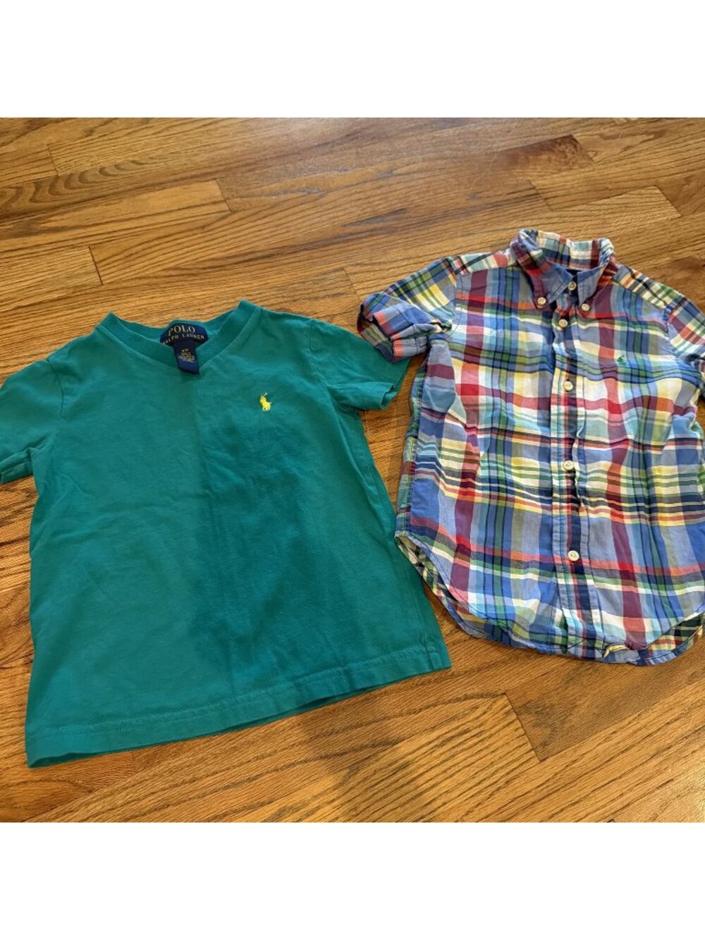 RALPH LAUREN BOYS T SHIRT  BLUE PLAID SHIRT 3T